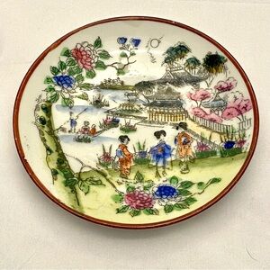 MCM 1950s Oriental Small Plate 5” Hand-Painted, Made In Japan, Vintage VGUC